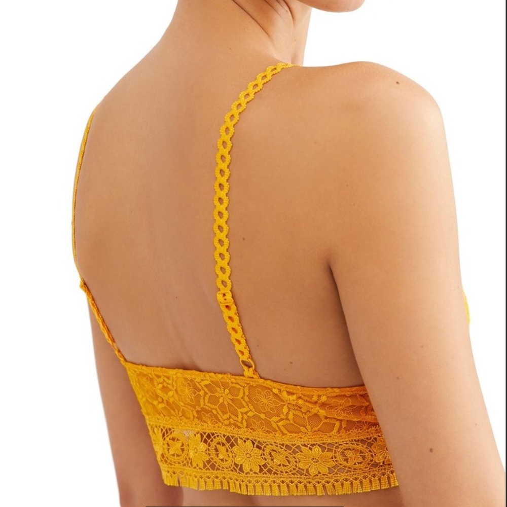 FREE PEOPLE Ella Lace Bralette Yellow Gold XS - Picture 6 of 9